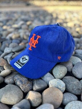 '47 Royal Blue New York Mets Corduroy Hat Orange Clean Up Adjustable Hat MLB NWT